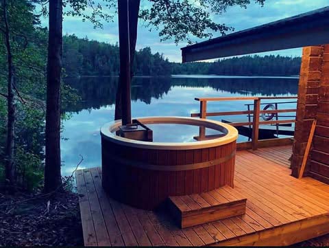 Hot tub with lake view